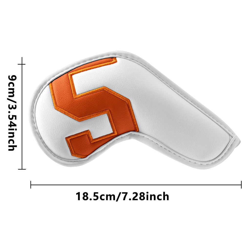 Black covers with white numbers, Premium PU Leather Golf Iron Headcover Set (10pcs) | Numbered 4-9, P, S, A, X | Protective Club Covers for Irons
