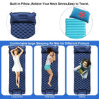 Grey Portable Outdoor Inflatable Mat - Foot-Operated Camping Sleeping Pad
