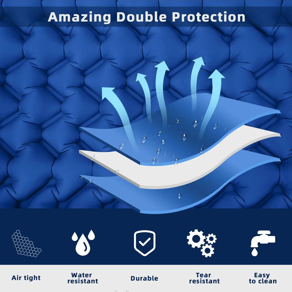 Peacock blue Portable Outdoor Inflatable Mat - Foot-Operated Camping Sleeping Pad