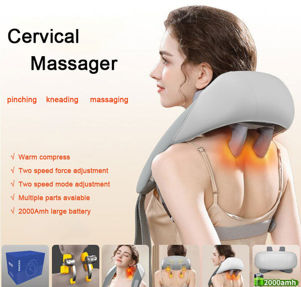 Grey Portable Shiatsu Neck and Shoulder Massager with Heat