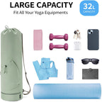Black Professional Yoga Mat Carrying Bag - 31 Inch Large Capacity Fitness Storage Pouch with Adjustable Shoulder Strap and Accessory Pocket - Fits Mats up to 10mm Thickness