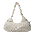 Beige Large Capacity Ruched Travel Duffel Bag - Stylish Yoga Mat Storage Shoulder Bag - Lightweight Gym Fitness Tote with Drawstring Detail for Weekend Getaways and Sports