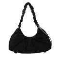 Black Large Capacity Ruched Travel Duffel Bag - Stylish Yoga Mat Storage Shoulder Bag - Lightweight Gym Fitness Tote with Drawstring Detail for Weekend Getaways and Sports