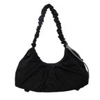Black Large Capacity Ruched Travel Duffel Bag - Stylish Yoga Mat Storage Shoulder Bag - Lightweight Gym Fitness Tote with Drawstring Detail for Weekend Getaways and Sports