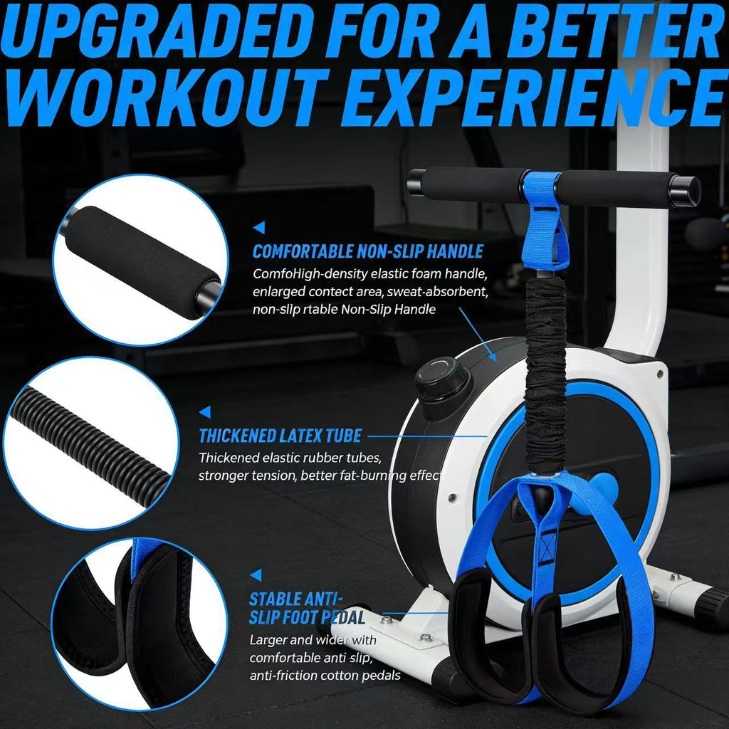 Orange Multifunctional Pedal Resistance Band - Home Fitness Sit-up Assistant with Foot Pedals and Elastic Pull Rope - Full Body Workout Equipment for Abs, Arms, Legs and Glutes