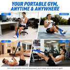 Black Multifunctional Pedal Resistance Band - Home Fitness Sit-up Assistant with Foot Pedals and Elastic Pull Rope - Full Body Workout Equipment for Abs, Arms, Legs and Glutes