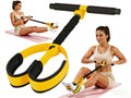 Yellow Multifunctional Pedal Resistance Band - Home Fitness Sit-up Assistant with Foot Pedals and Elastic Pull Rope - Full Body Workout Equipment for Abs, Arms, Legs and Glutes