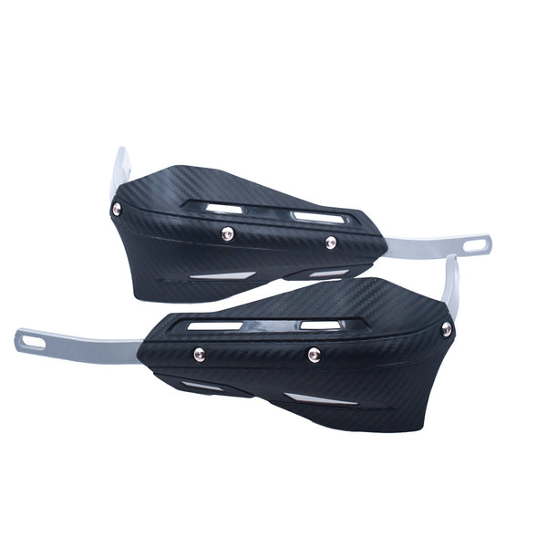 Professional Universal Motorcycle Handguards for Honda CC110 Cross Cub - Heavy Duty Aluminum Alloy Anti-Collision Brush Guards, Carbon Fiber Style Handlebar Protectors for Dirt Bikes and Off-Road Motorcycles - 1 Pair—Black