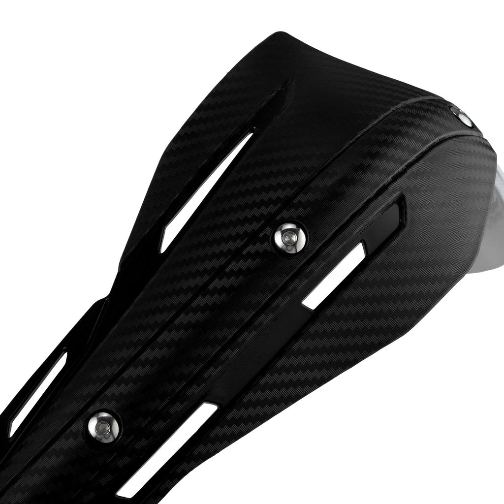 Professional Universal Motorcycle Handguards for Honda CC110 Cross Cub - Heavy Duty Aluminum Alloy Anti-Collision Brush Guards, Carbon Fiber Style Handlebar Protectors for Dirt Bikes and Off-Road Motorcycles - 1 Pair—Black