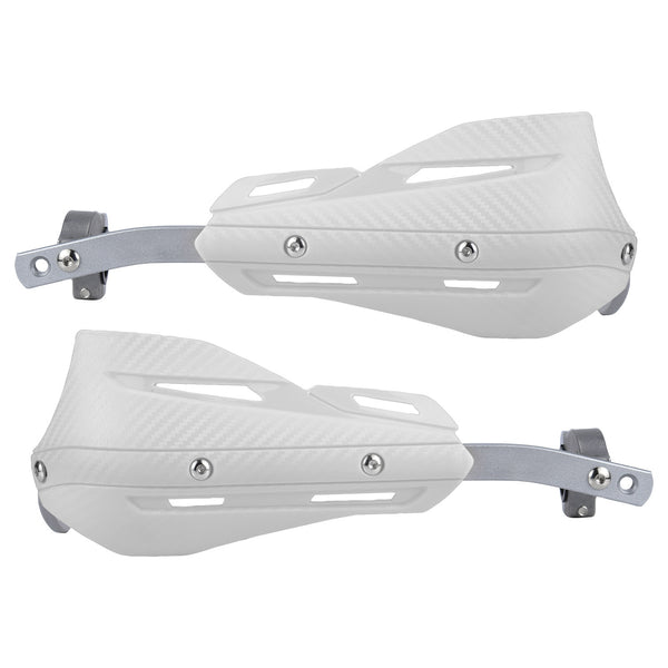 Professional Universal Motorcycle Handguards for Honda CC110 Cross Cub - Heavy Duty Aluminum Alloy Anti-Collision Brush Guards, Carbon Fiber Style Handlebar Protectors for Dirt Bikes and Off-Road Motorcycles - 1 Pair—White