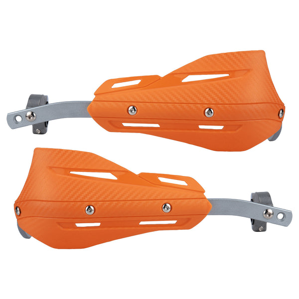 Professional Universal Motorcycle Handguards for Honda CC110 Cross Cub - Heavy Duty Aluminum Alloy Anti-Collision Brush Guards, Carbon Fiber Style Handlebar Protectors for Dirt Bikes and Off-Road Motorcycles - 1 Pair—Orange