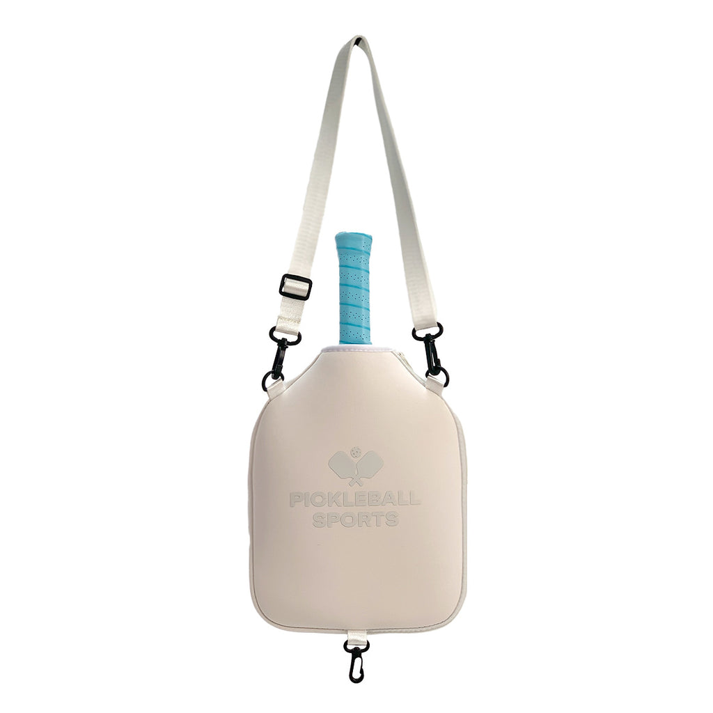 SA04 Beige Neoprene Pickleball Paddle Cover (racket not included)  - Protective Crossbody Bag with Adjustable Shoulder Strap and Fence Hook - Universal Lightweight Paddle Case for All Skill Levels