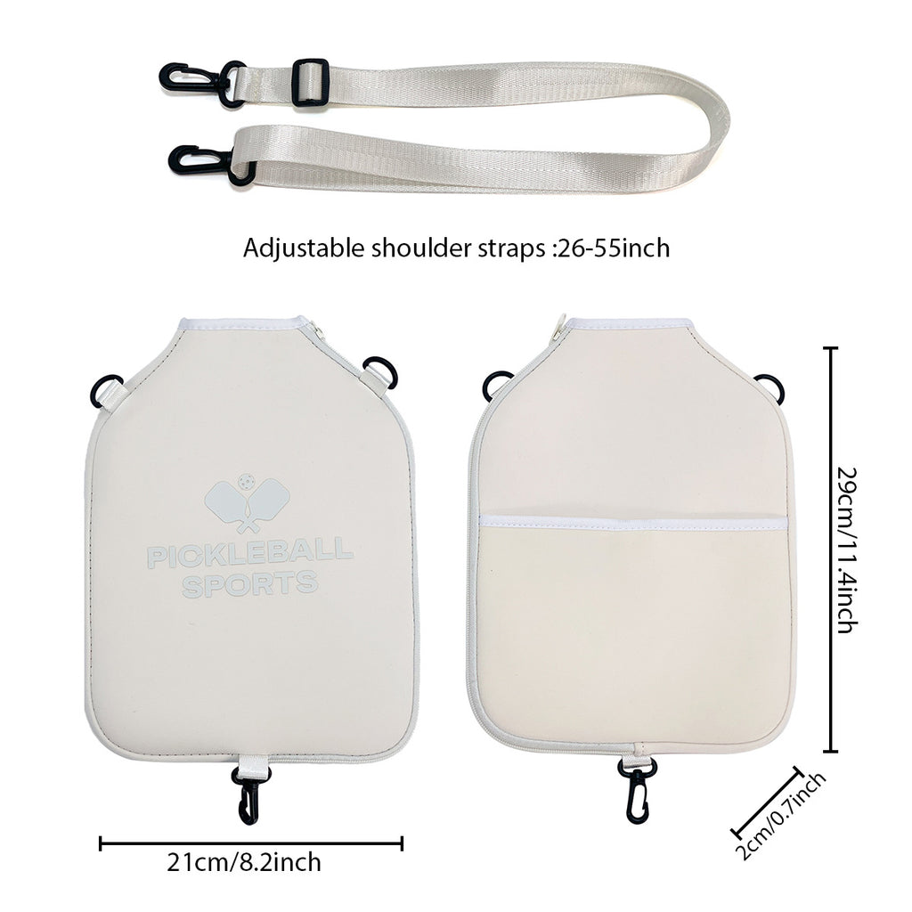 SA04 Beige Neoprene Pickleball Paddle Cover (racket not included)  - Protective Crossbody Bag with Adjustable Shoulder Strap and Fence Hook - Universal Lightweight Paddle Case for All Skill Levels