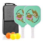 【RT-008】Fiberglass Pickleball Paddle Set of 2 with 4 Balls and Carry Bag - 185g Single Paddle Weight - Beginner Friendly Starter Kit with Non-Slip Cushion Grip for Adults Kids and Outdoor Family Fun