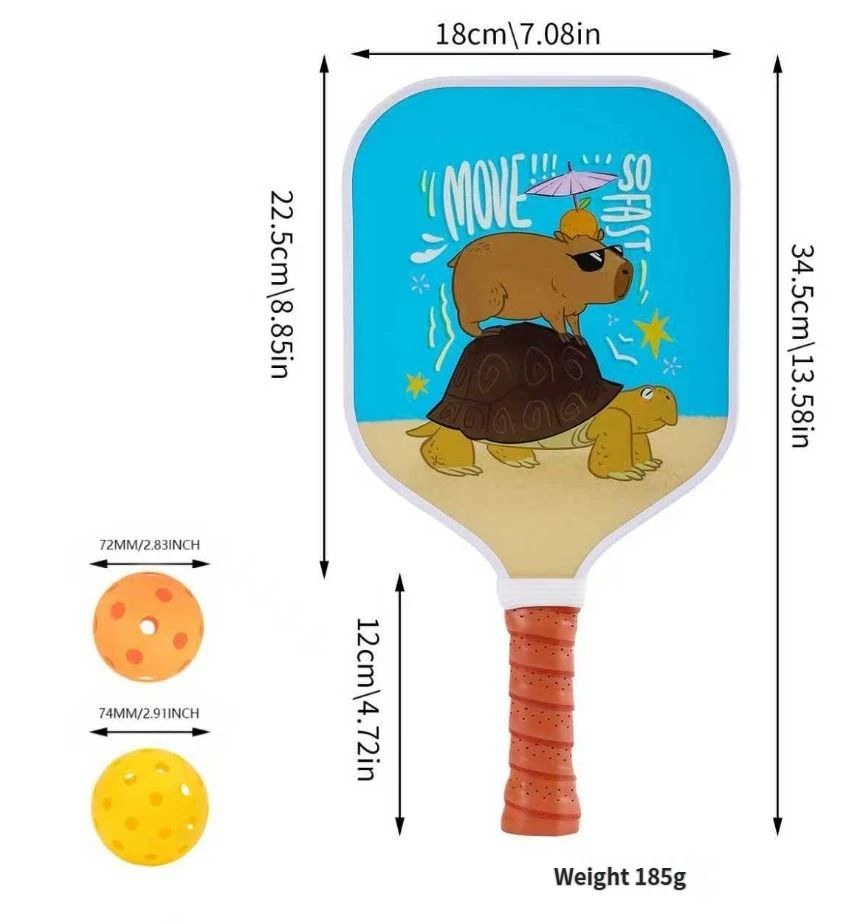 【RT-012】 Fiberglass Pickleball Paddle Set of 2 with 4 Balls and Carry Bag - 185g Single Paddle Weight - Beginner Friendly Starter Kit with Non-Slip Cushion Grip for Adults Kids and Outdoor Family Fun