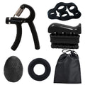 Black 5-Piece Hand Grip Strength Training Set – Adjustable Grip Exerciser, Silicone Grip Rings & Grip Ball