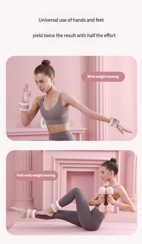 Pink Adjustable Weighted Leg & Wrist Sandbag Set – 1kg Each for Fitness, Running, and Dance Training