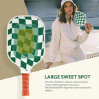 Set 4 White And Green T700 Carbon Fiber Pickleball Paddle Set - 2 Paddles, 4 Balls, and Portable Carry Bag for Adults and Students