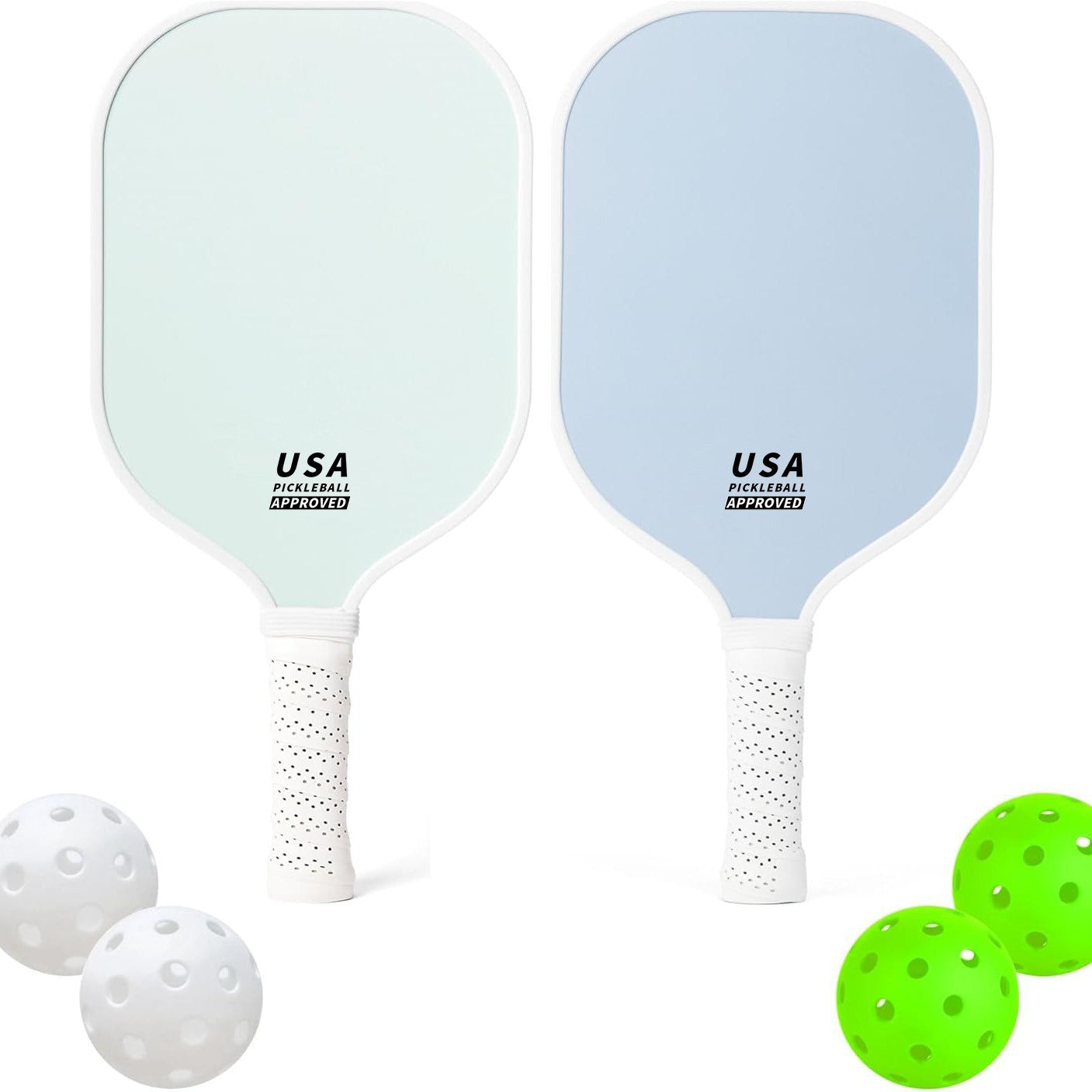 Dark Blue Fiberglass Pickleball Paddle Set - 2 Minimalist Paddles, 4 Balls, and Carry Bag for Outdoor Play