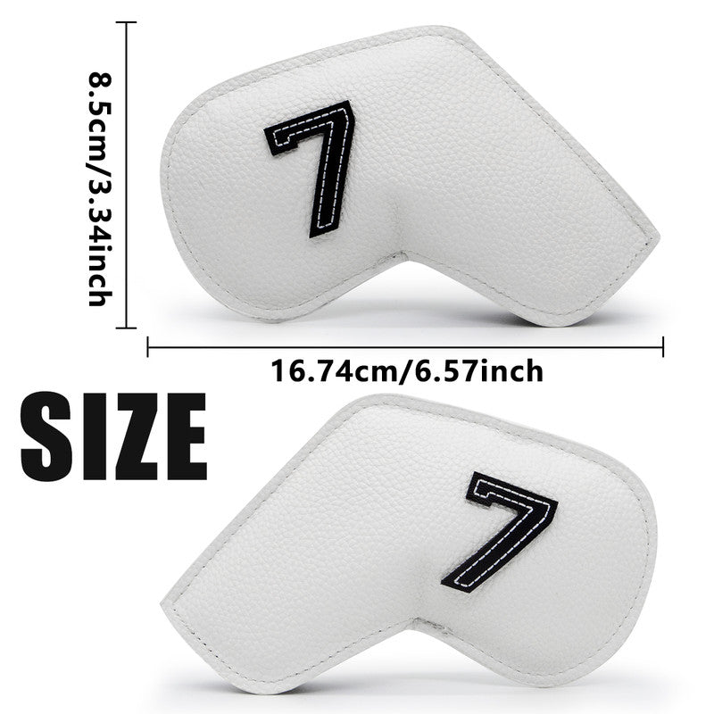 Khaki Golf Iron Head Covers Set of 10 - Waterproof PU Leather Club Protectors with Embroidered Numbers (3-9, P, A, S)