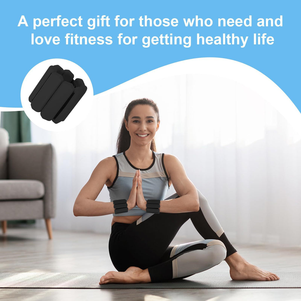 Red Adjustable Silicone Wrist & Ankle Weights - 2lb Pair (900g) | Comfortable Fitness Resistance Bands for Workout, Running, Training