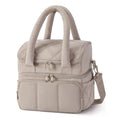 Brown Chic Double Deck Insulated Lunch Bag - Leakproof Cooler Tote for Women