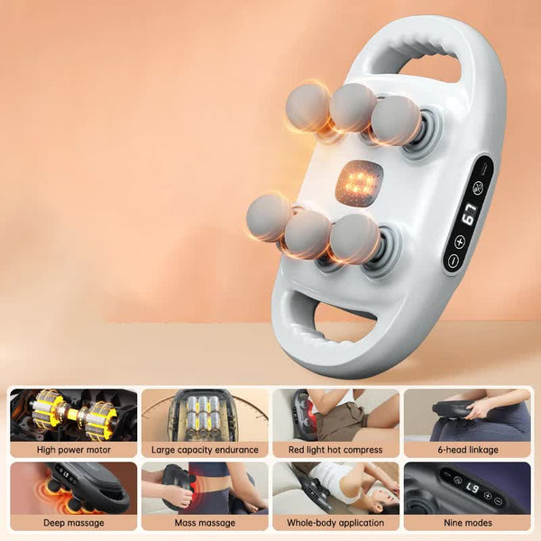 White Advanced 6-Head Percussion Massager with Heat