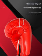 Red And Silver Durable 10oz PU Leather Boxing Gloves - Padded & Ventilated for Training