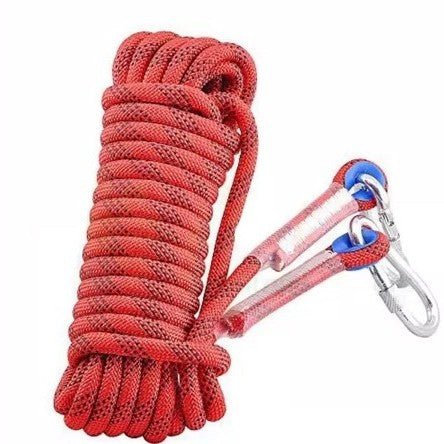 Red Adjustable Outdoor Clothesline with Nylon Rope and Hooks