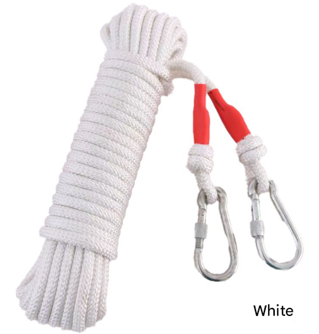 White Adjustable Outdoor Clothesline with Nylon Rope and Hooks