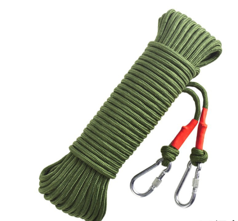 Green Heavy Duty Adjustable Clothesline with Nylon Rope and Hooks