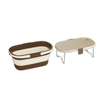 Foldable Picnic Basket with Tray - 16.5L Capacity, White Coffee, Perfect for Camping and Outdoor Gatherings