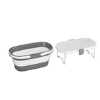 Foldable Picnic Basket with Tray - 16.5L Capacity, White Gray, Perfect for Camping and Outdoor Gatherings