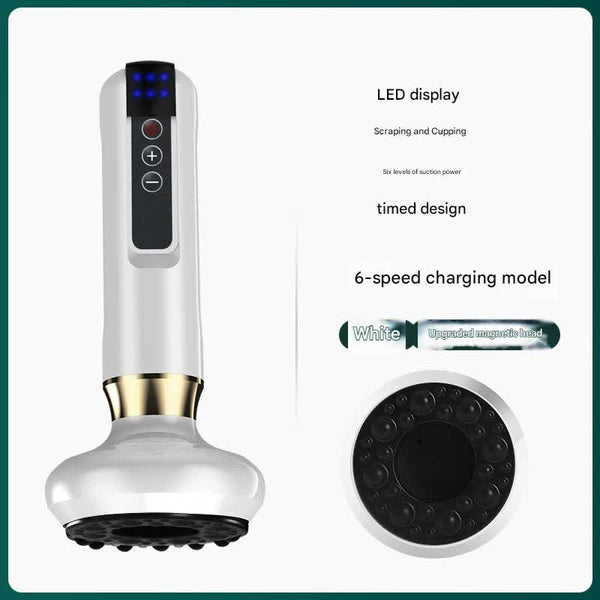 Rechargeable 6-Level Electric Cupping & Gua Sha Massager (white)