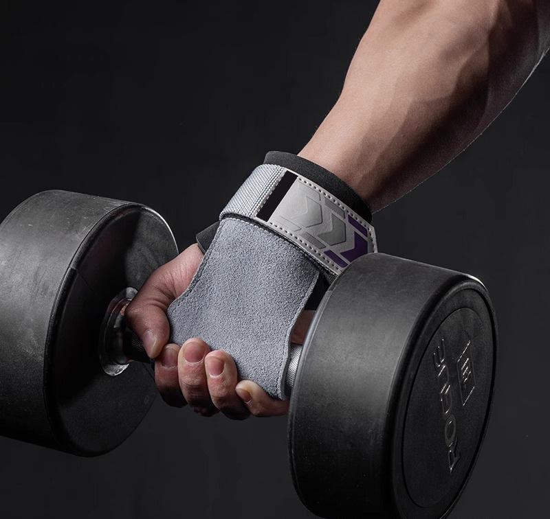 Heavy Duty Weightlifting Grips - Anti-Slip Cowhide Palm Protectors with Neoprene Wrist Support & Adjustable Straps(green)
