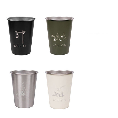 Mixed Color Stainless Steel Camping Cup with Carrying Bag