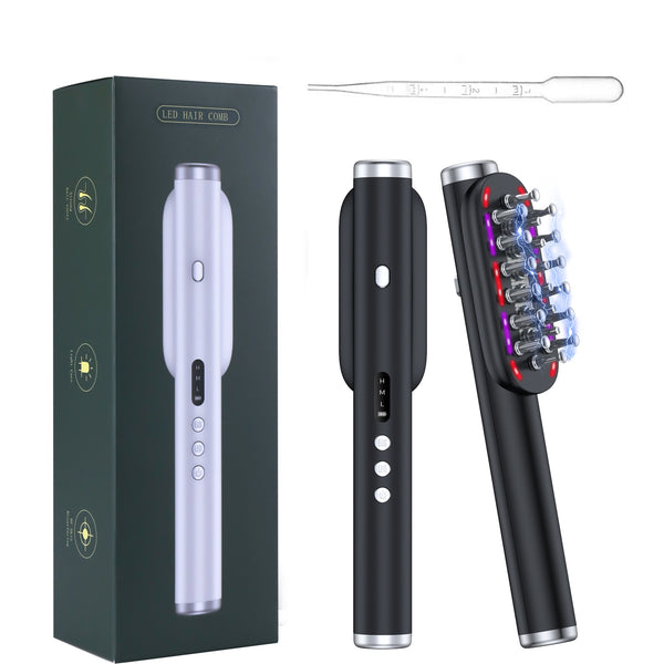 Black Vibrating Scalp Massager Comb