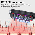 White Vibrating Scalp Massager Comb - LED Therapy & Oil Infuser for Hair Growth