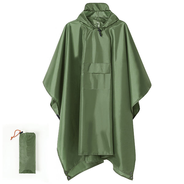 Green Outdoor Camping Poncho for Rain and Ground Protection
