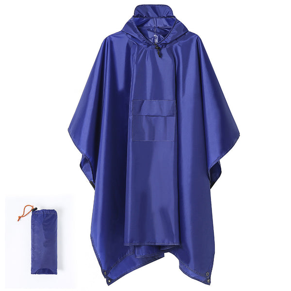 Blue Outdoor Camping Poncho for Rain and Ground Protection