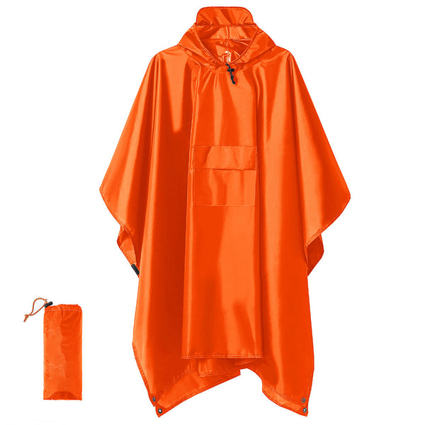 Orange Outdoor Camping Poncho for Rain and Ground Protection