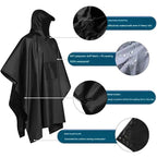 Grey Portable Outdoor Camping Poncho - Can be used as Raincoat, Tarp, Ground Cover
