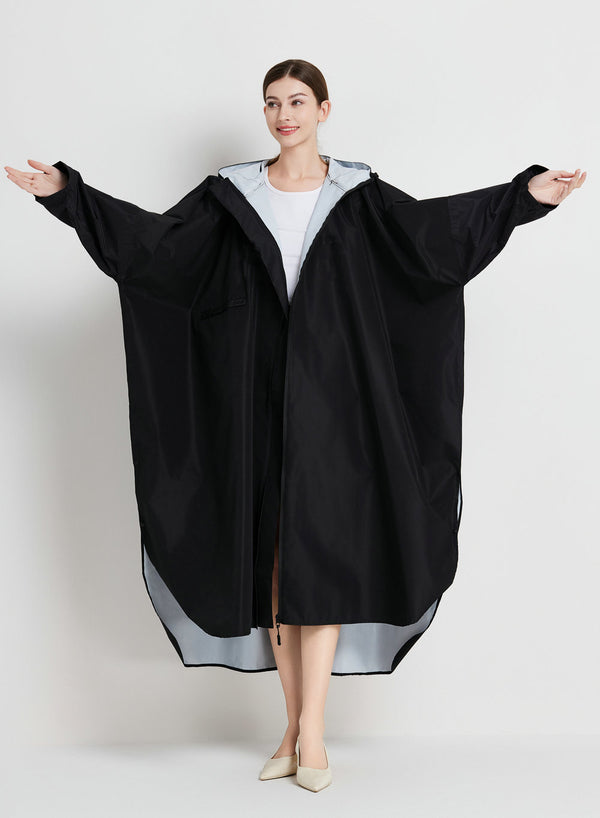Black Waterproof Packable Raincoat Poncho for Outdoor Hiking