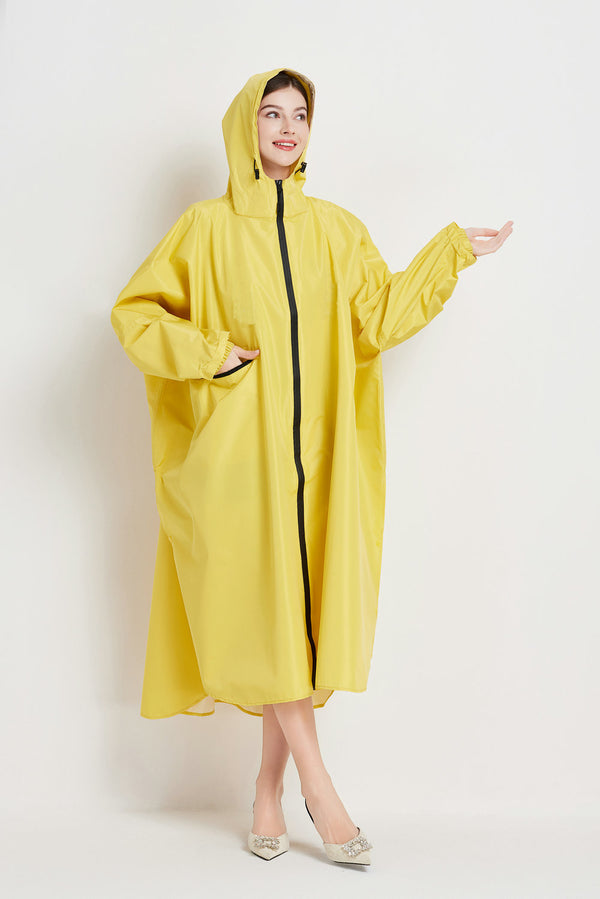 Yellow Waterproof Packable Raincoat Poncho for Outdoor Hiking