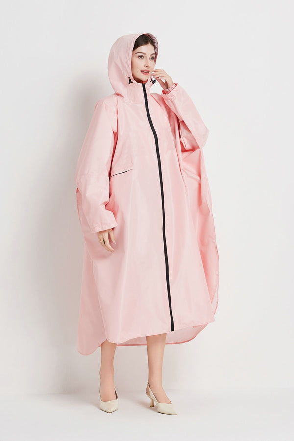 Light Pink Waterproof Packable Raincoat Poncho for Outdoor Hiking