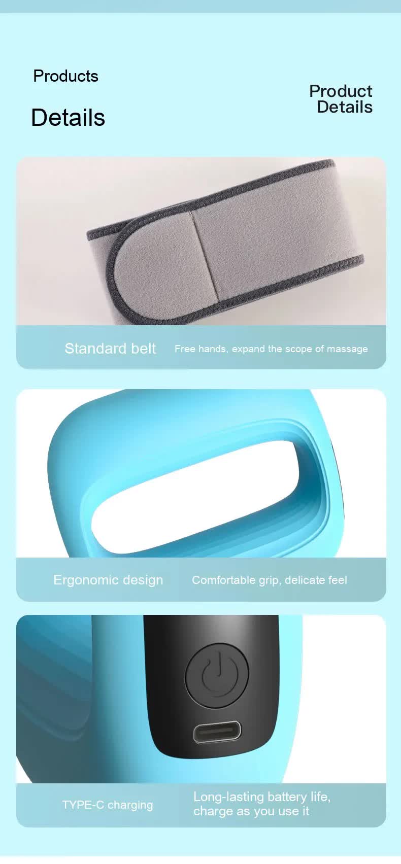 Portable Electric Muscle Relaxation Ring Massager - with Digital Display Blue