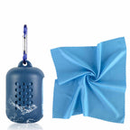 Dark Blue Quick Dry Cooling Towel Set (2 Pack) - Microfiber Sport Towels with Silicone Cases & Carabiners
