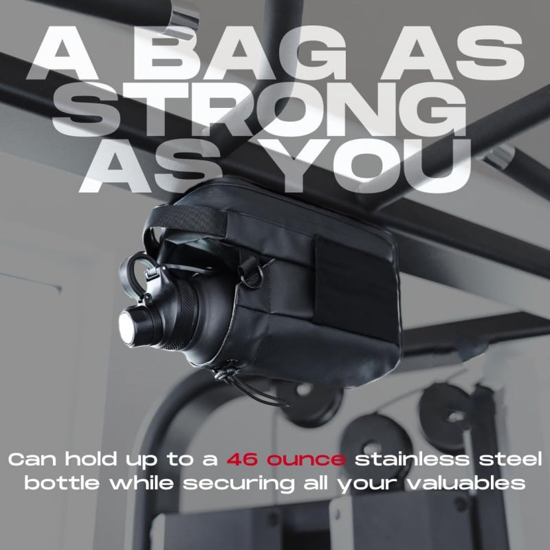 Black Magnetic Gym Water Bottle Holder Bag - Crossbody Sling Pouch for Essentials