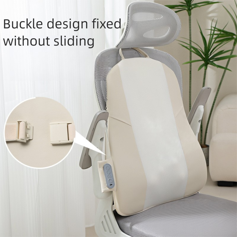 Grey Slim Wireless Shiatsu Back Massager Cushion - Rechargeable Heated Massage Pad for Full Back Relief