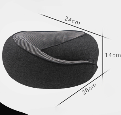 Black Ergonomic Memory Foam Travel Neck Pillow